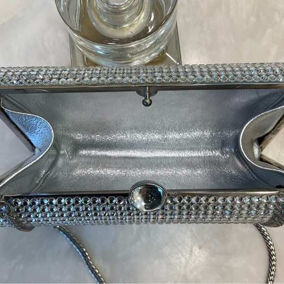 Rhinestone and Silver Evening Purse w/ Chain Handle.  Be the spark of the party! - Picture 10 of 14